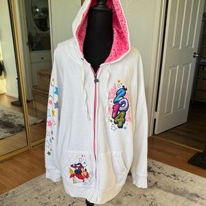 DisneyParks 2014, Authentic, White Hoodie with Colorful Graphics, size 1X